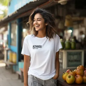 Azhagu | Tamil Oversized T-Shirt (White) (Right Pocket)