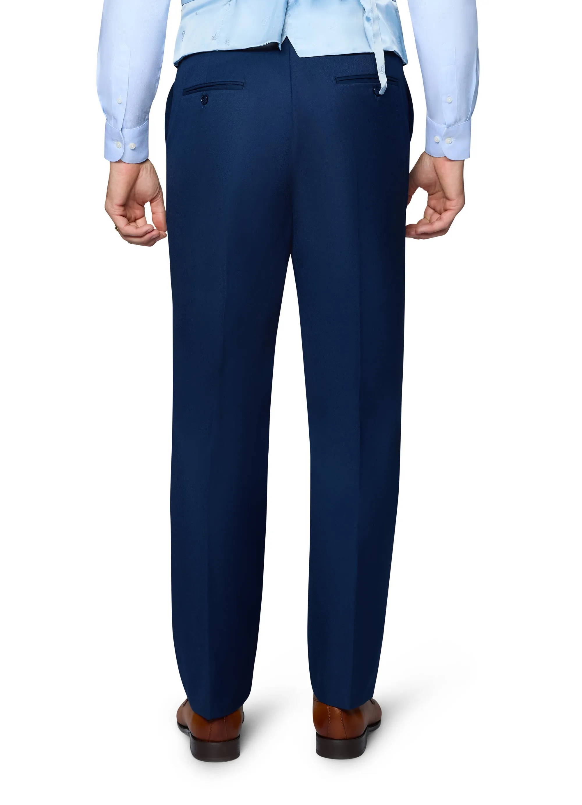 Berragamo Solid Modern Fit Pants - New Blue