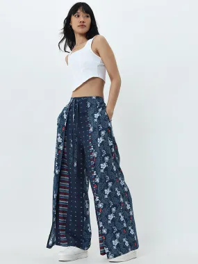 Bombay Paisley Indigo Paisley Printed High-Rise Pants