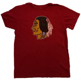 Chicago Blackhawks Retro Brand Red Vintage Streak Logo SS Burnout T-Shirt