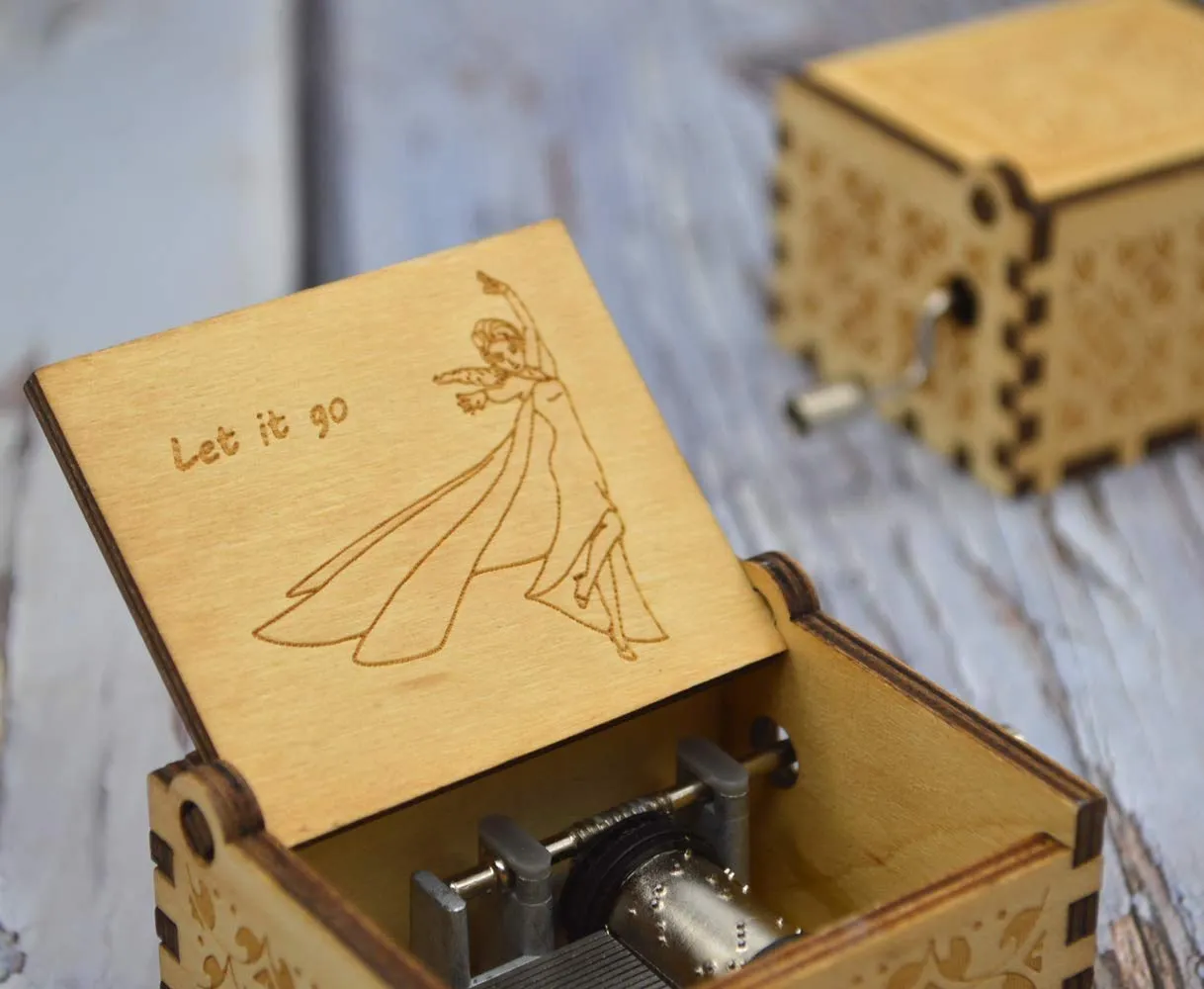 Frozen: Let it Go Wooden Handcrafted Music Box (Brown)