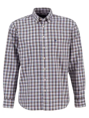 FYNCH HATTON® Camel Check Shirt/Walnut - AW23 SALE