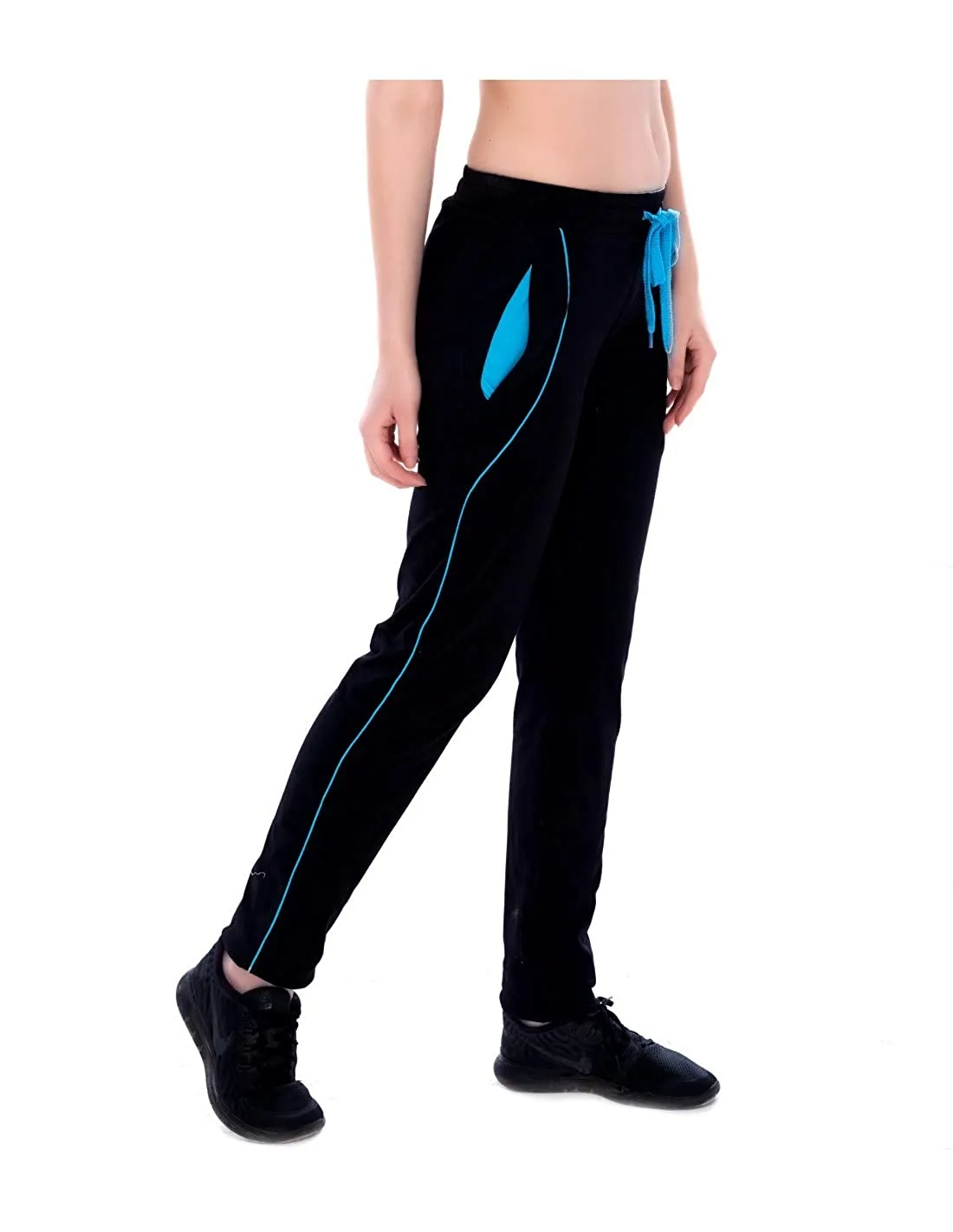 Lovable Cotton Slim Fit Black Track Pants For Women