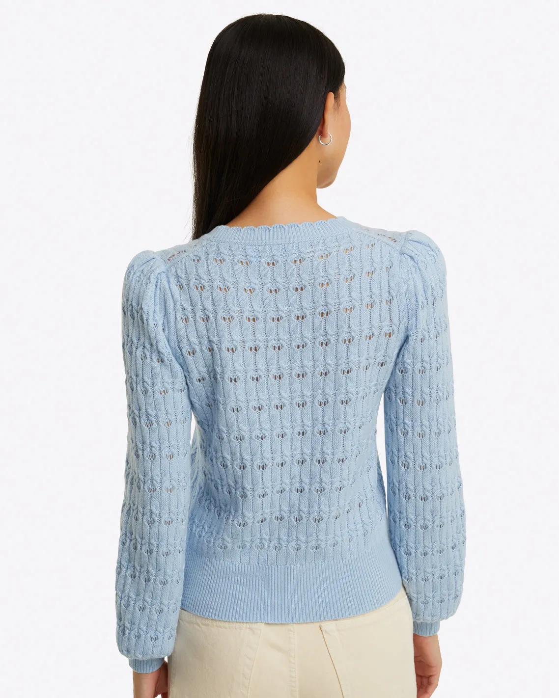 Puff Sleeve Sweater in Pointelle