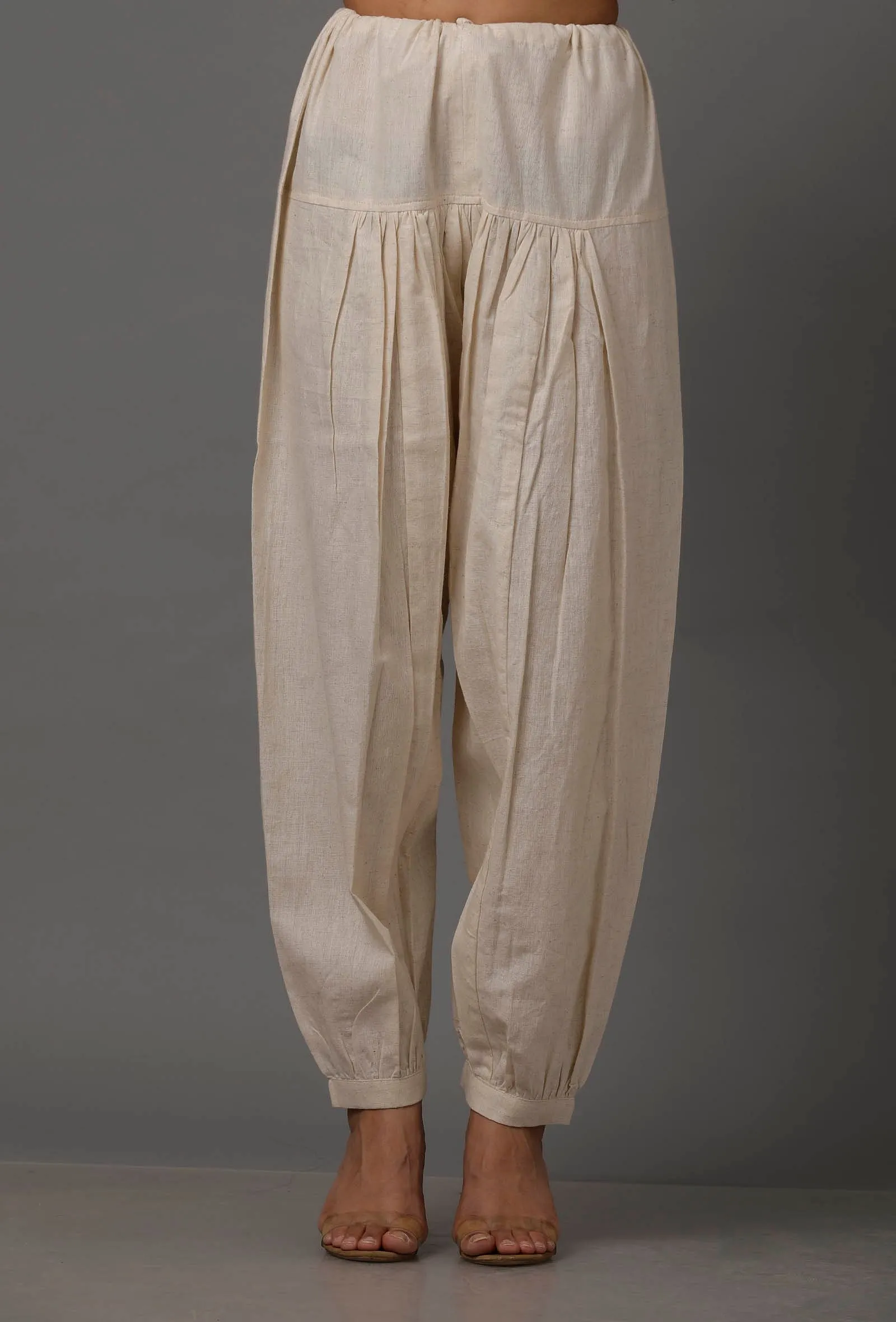 Set of 2: White Pure Woven Cotton Kurta and Pants