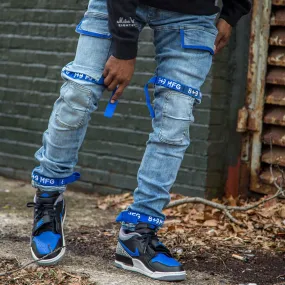 Strapped Up Slim Utility Medium Washed Jeans Royal