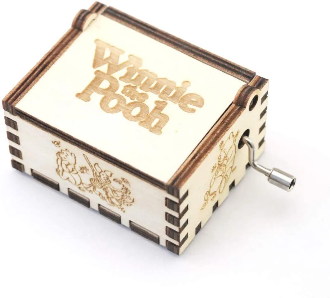 Winnie The Pooh Hand Crank Wood Musical Box with Engraved Musical Gifts