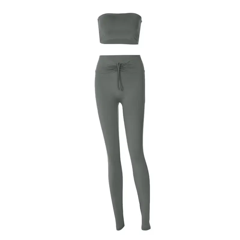 Women’s Slim Fit Tube Top: Suit Top and Skinny pants