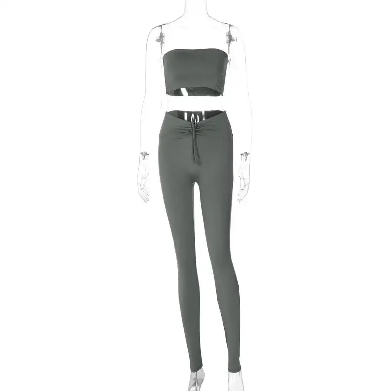 Women’s Slim Fit Tube Top: Suit Top and Skinny pants