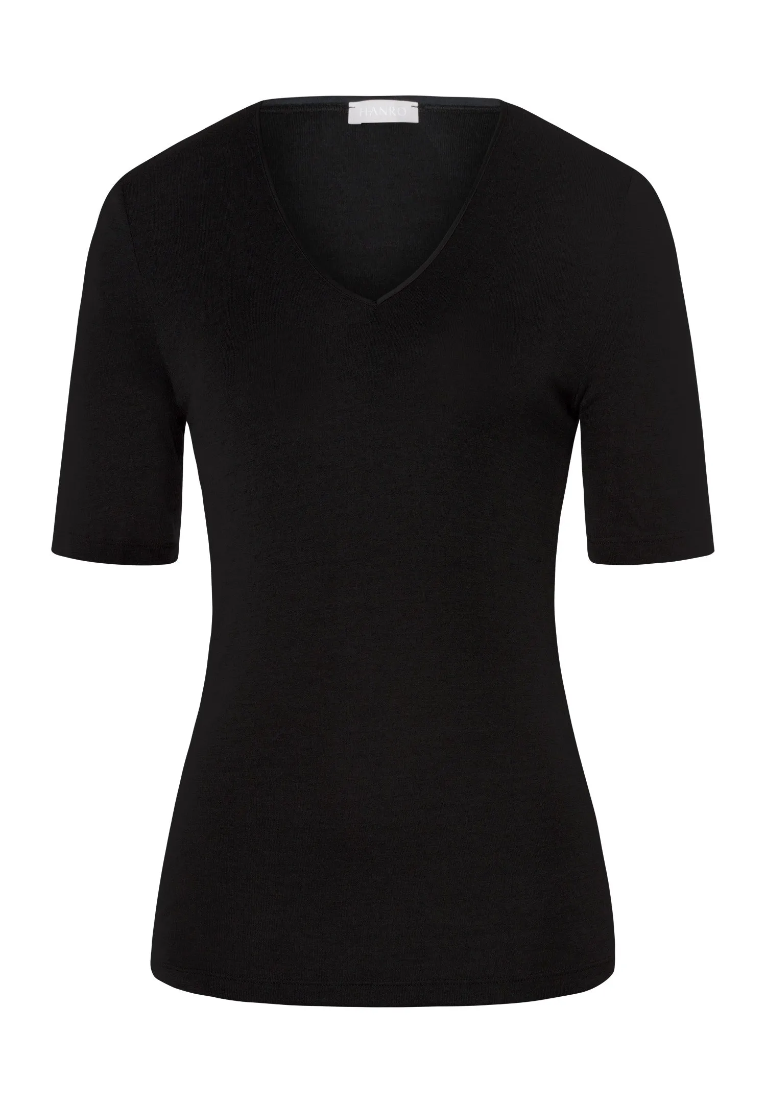 Woolen Silk W Short Sleeve Top | Black 71417-018